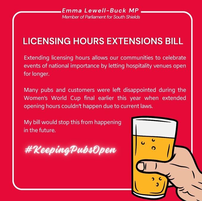 My Licensing Hours Extensions Bill